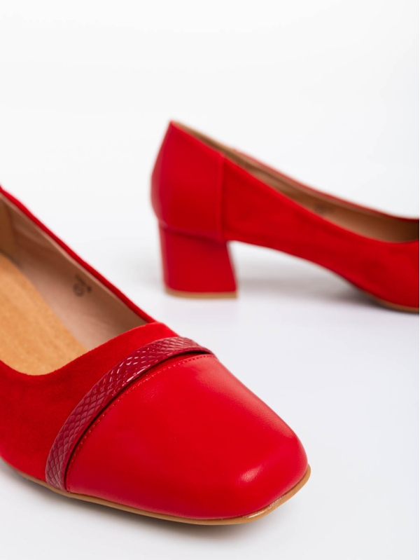 Pantofi dama rosii cu toc din piele ecologica Cherilyn, 4 - Kalapod.net