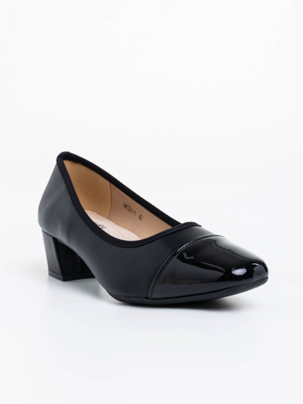 Pantofi dama negri cu toc din piele ecologica Reine, 2 - Kalapod.net
