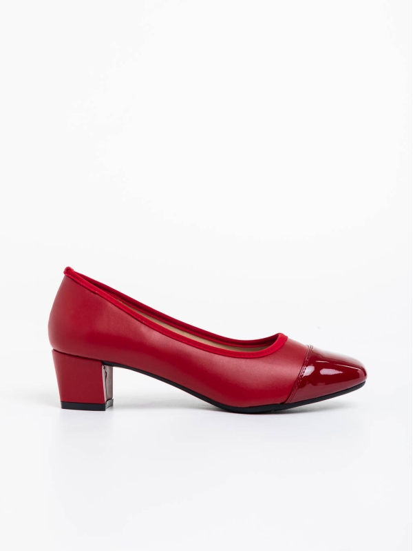 Pantofi dama rosii cu toc din piele ecologica Reine, 3 - Kalapod.net
