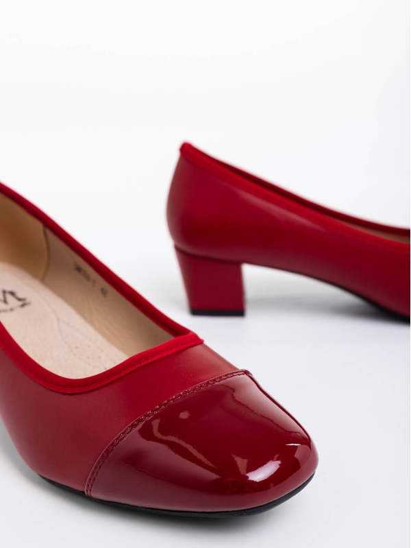 Pantofi dama rosii cu toc din piele ecologica Reine, 4 - Kalapod.net