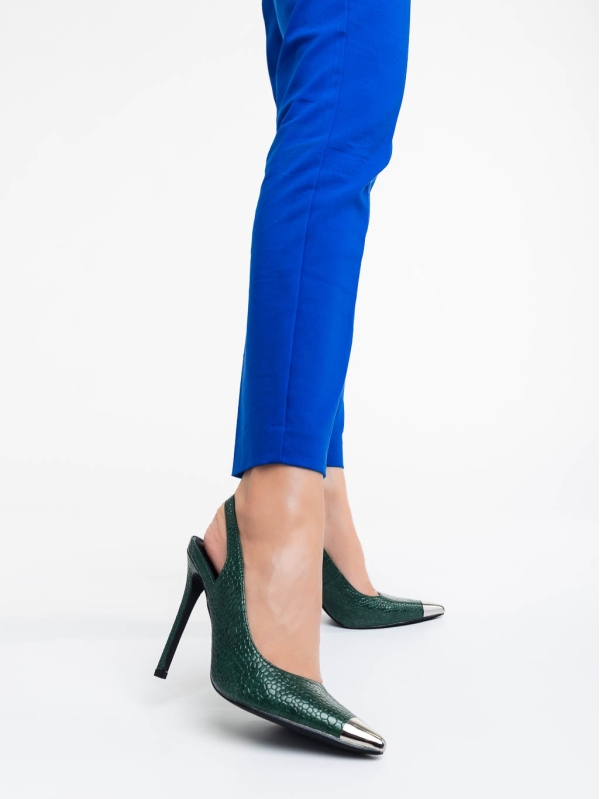 Pantofi dama verzi cu toc din piele eclogica lacuita Sheyla, 2 - Kalapod.net