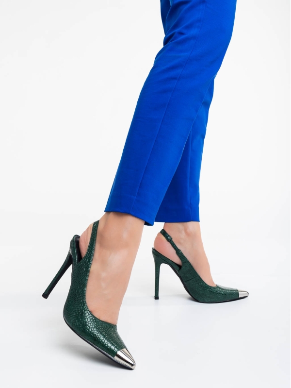 Pantofi dama verzi cu toc din piele eclogica lacuita Sheyla - Kalapod.net