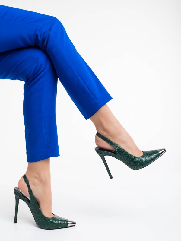 Pantofi dama verzi cu toc din piele eclogica lacuita Sheyla, 4 - Kalapod.net