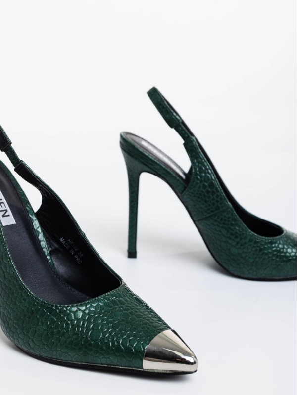 Pantofi dama verzi cu toc din piele eclogica lacuita Sheyla, 6 - Kalapod.net