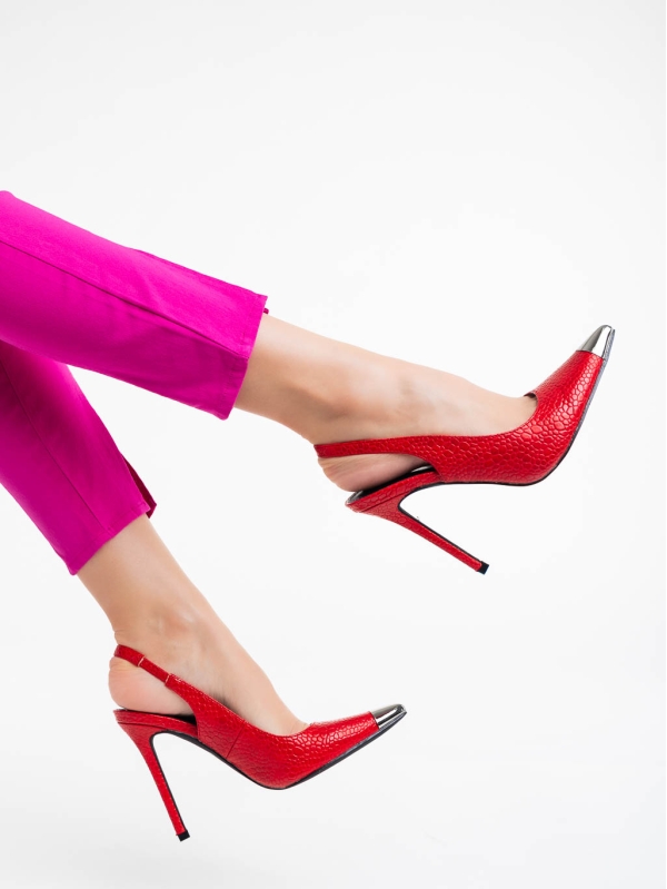 Pantofi dama rosii cu toc din piele eclogica lacuita Sheyla, 4 - Kalapod.net