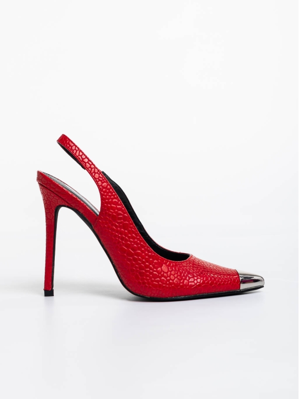 Pantofi dama rosii cu toc din piele eclogica lacuita Sheyla, 5 - Kalapod.net