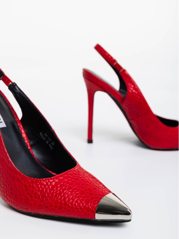 Pantofi dama rosii cu toc din piele eclogica lacuita Sheyla, 6 - Kalapod.net