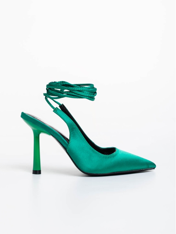 Pantofi dama verzi cu toc din material textil Idonea, 5 - Kalapod.net