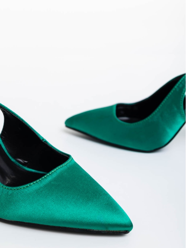 Pantofi dama verzi cu toc din material textil Idonea, 6 - Kalapod.net