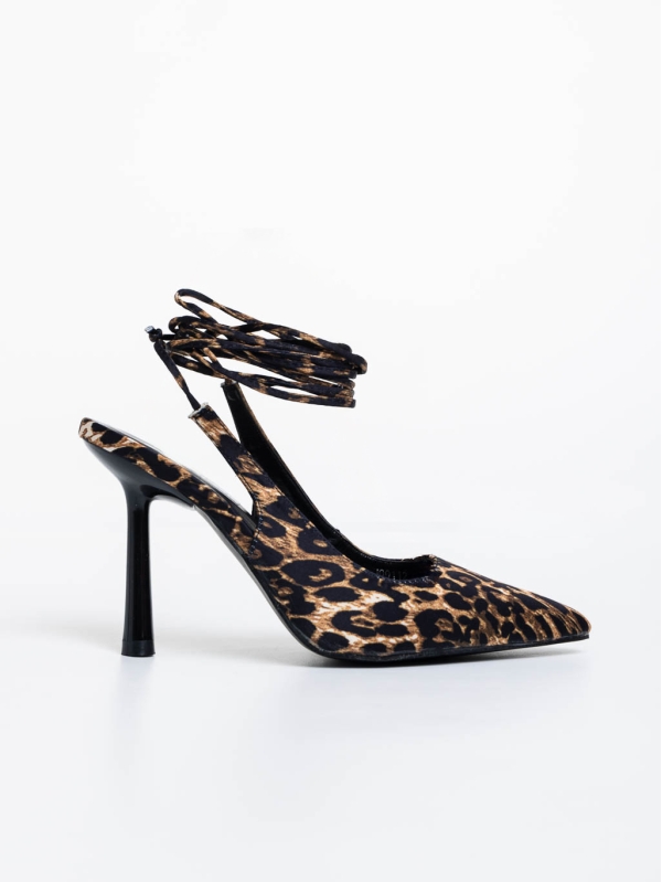 Pantofi dama leopard cu toc din material textil Idonea, 5 - Kalapod.net