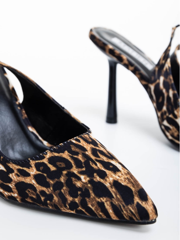 Pantofi dama leopard cu toc din material textil Idonea, 6 - Kalapod.net