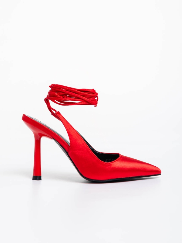 Pantofi dama rosii cu toc din material textil Idonea, 5 - Kalapod.net