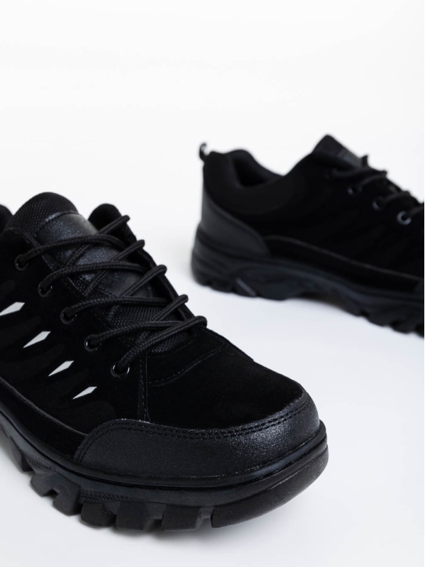 Pantofi sport barbati negri din material textil si piele ecologica Colten, 4 - Kalapod.net