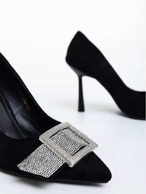 Pantofi dama negri cu toc din material textil Tiphanie, 6 - Kalapod.net