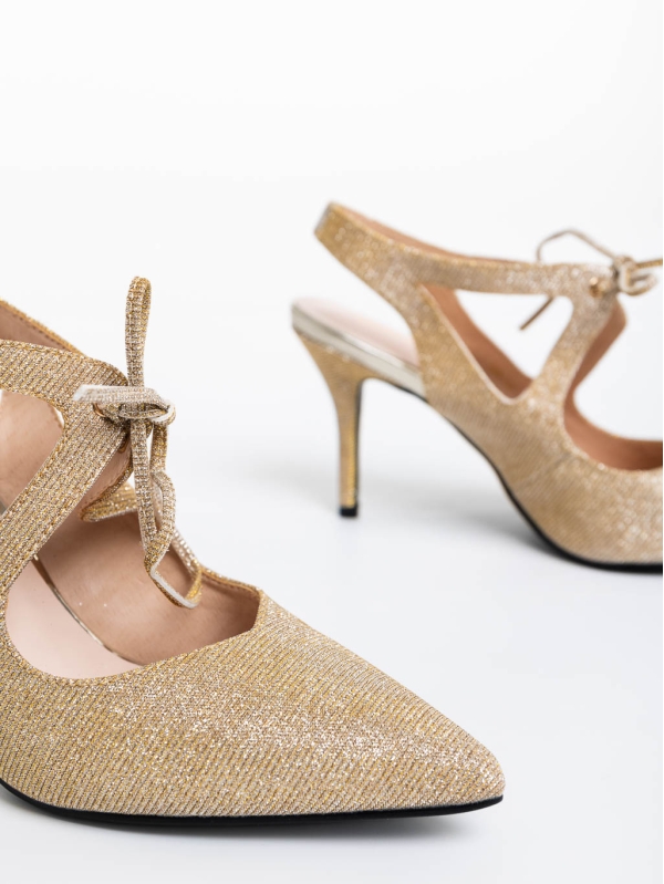 Pantofi dama aurii din material textil Shaira, 6 - Kalapod.net