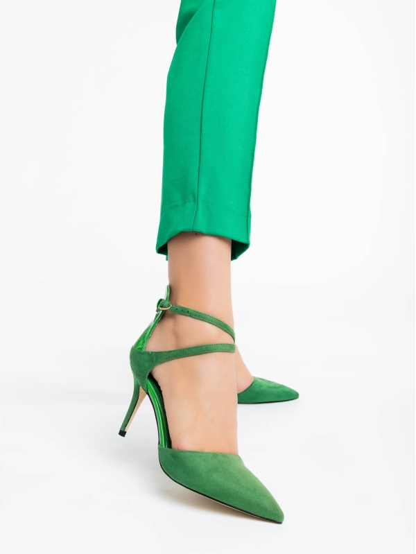 Pantofi dama verzi din material textil Siriadne, 2 - Kalapod.net