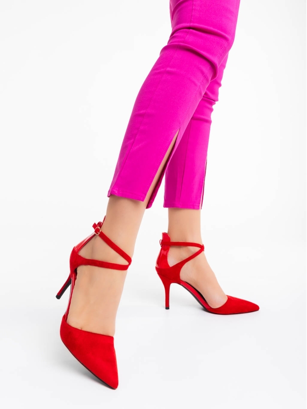 Pantofi dama rosii din material textil Siriadne, 3 - Kalapod.net