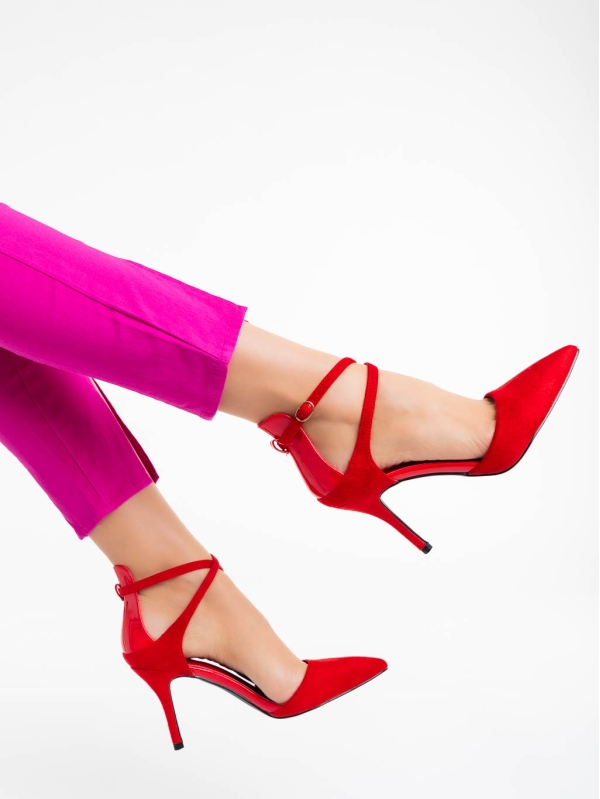Pantofi dama rosii din material textil Siriadne, 4 - Kalapod.net