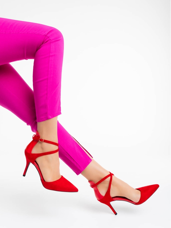 Pantofi dama rosii din material textil Siriadne - Kalapod.net