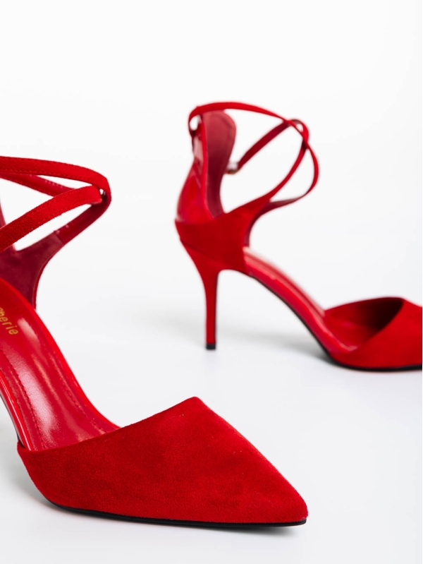 Pantofi dama rosii din material textil Siriadne, 6 - Kalapod.net