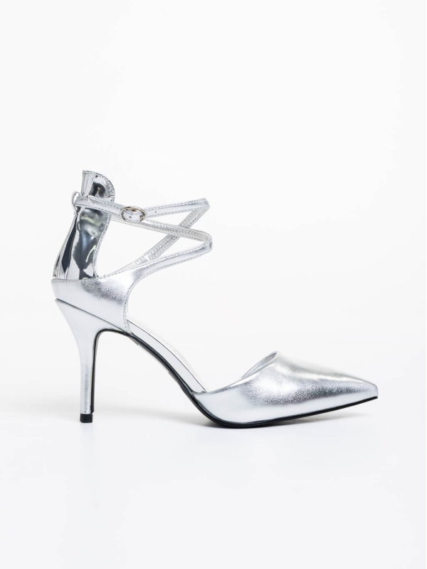 Pantofi dama argintii din piele ecologica Siriadne, 5 - Kalapod.net