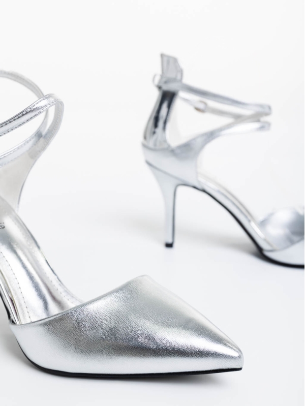 Pantofi dama argintii din piele ecologica Siriadne, 6 - Kalapod.net