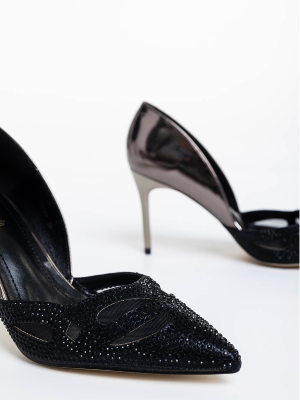 Pantofi dama negre din material textil Shaneka, 6 - Kalapod.net