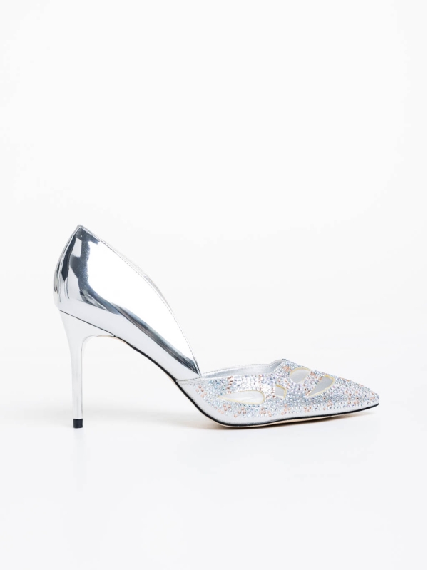 Pantofi dama argintii din material textil Shaneka, 5 - Kalapod.net