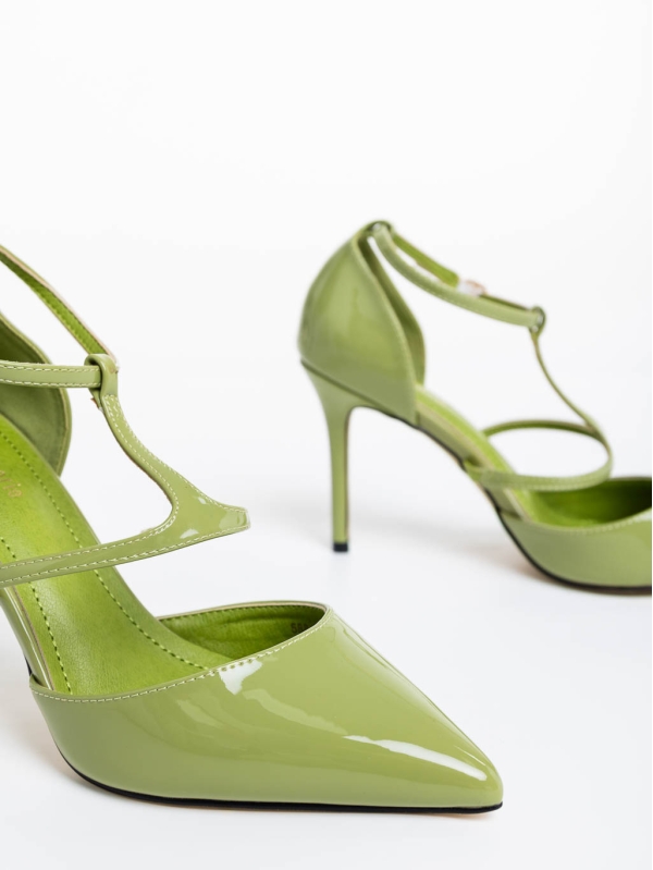 Pantofi dama verzi cu toc din piele ecologica lacuita Zarela, 6 - Kalapod.net