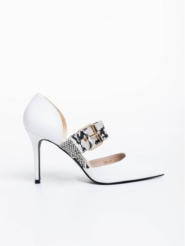 Pantofi dama albi cu toc din piele ecologica Simrita, 5 - Kalapod.net
