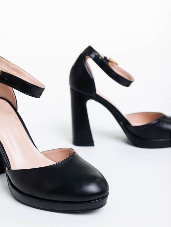 Pantofi dama negri cu toc din piele ecologica Sieanna, 6 - Kalapod.net
