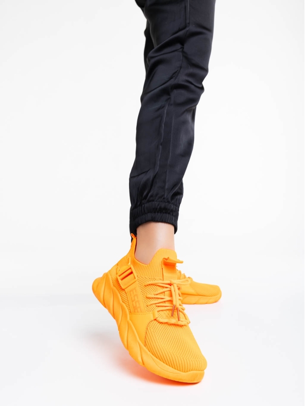 Pantofi sport dama portocalii din material textil Renie, 2 - Kalapod.net