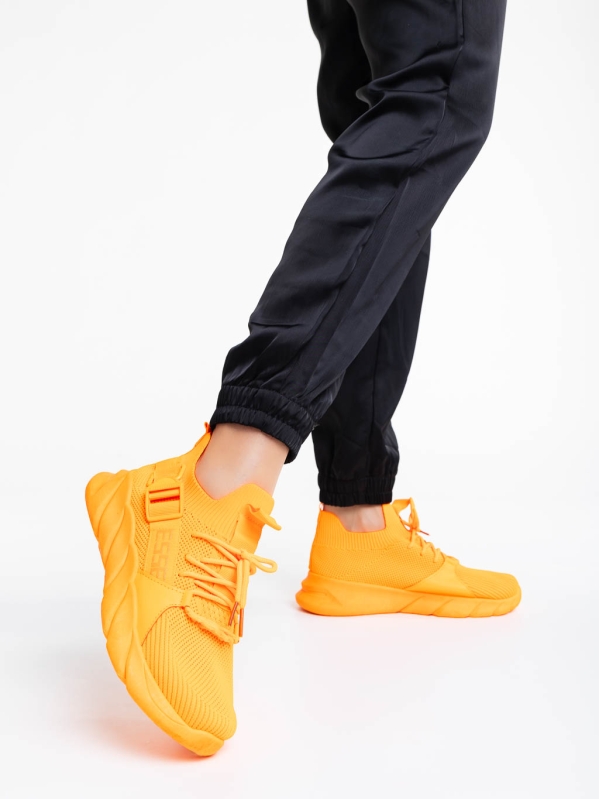 Pantofi sport dama portocalii din material textil Renie, 3 - Kalapod.net