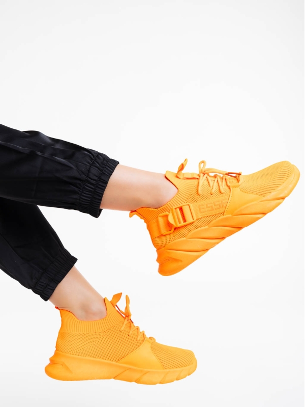 Pantofi sport dama portocalii din material textil Renie, 4 - Kalapod.net