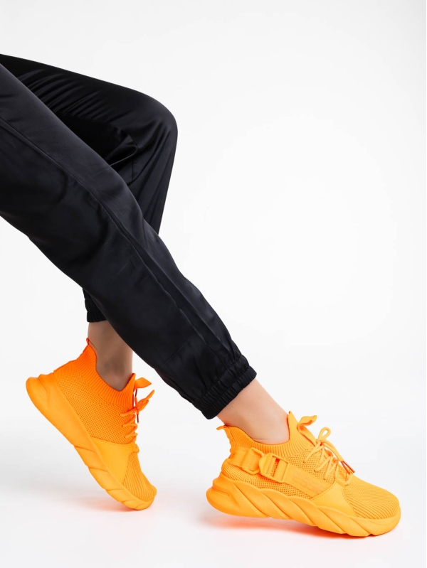 Pantofi sport dama portocalii din material textil Renie - Kalapod.net