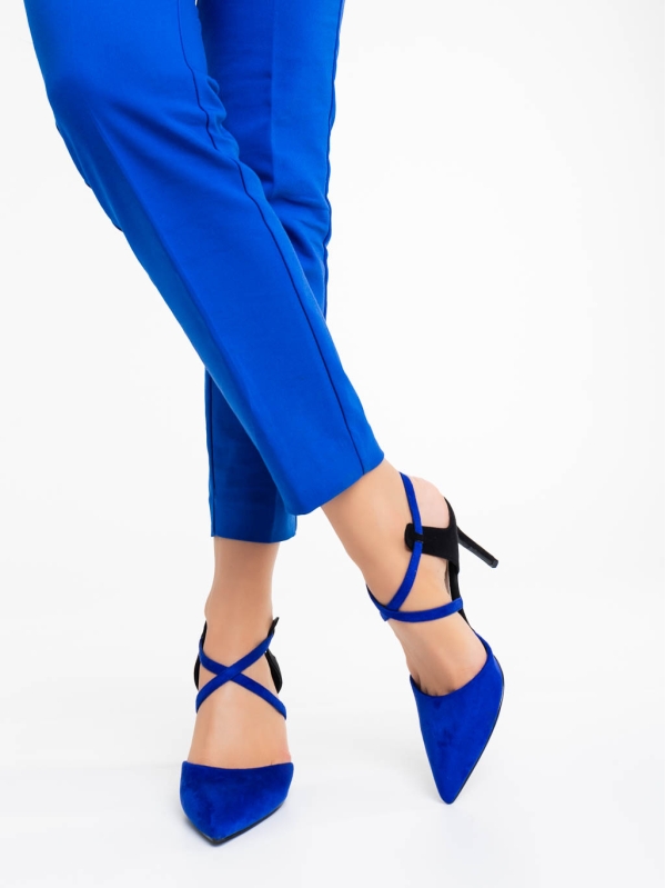 Pantofi dama albastre din material textil Saleena, 3 - Kalapod.net