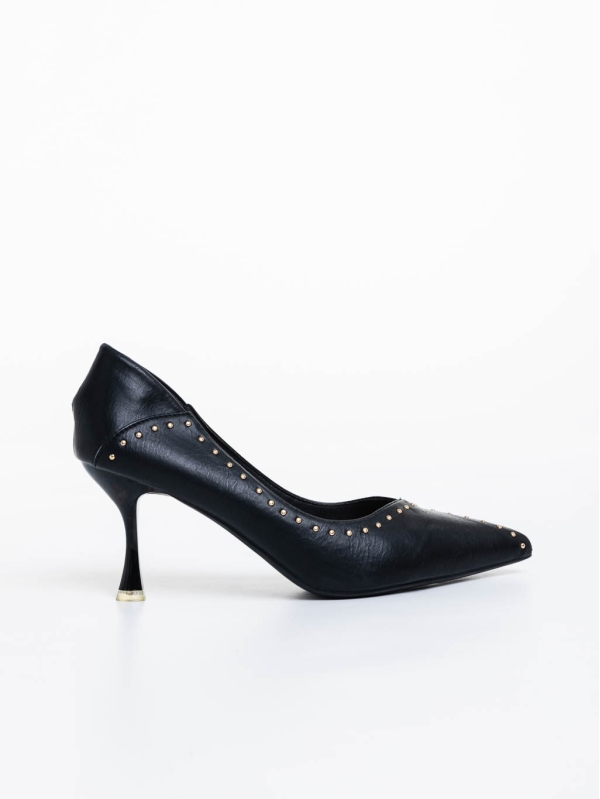 Pantofi dama negri cu toc din piele ecologica Olivea, 5 - Kalapod.net