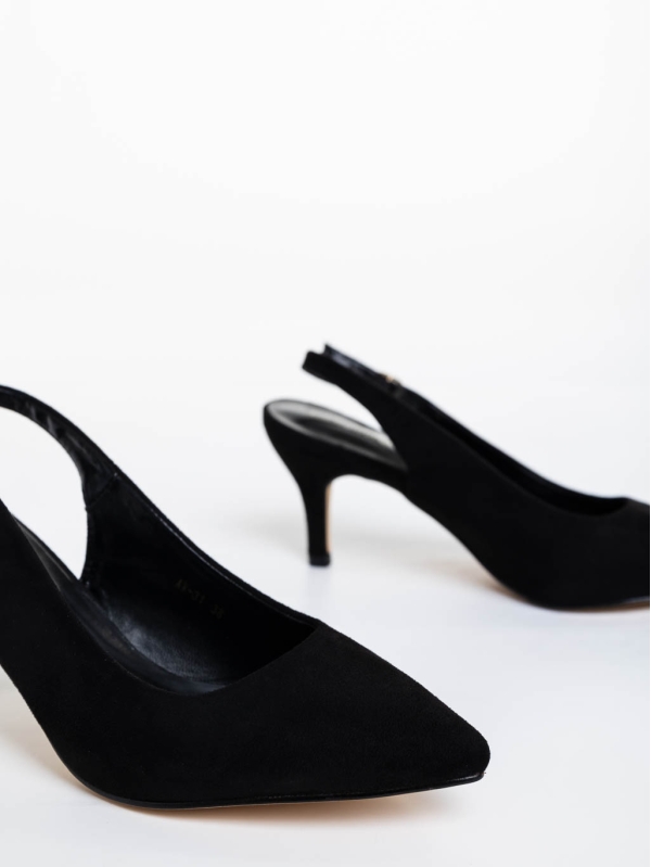 Pantofi dama negri cu toc din material textil Opaline, 6 - Kalapod.net