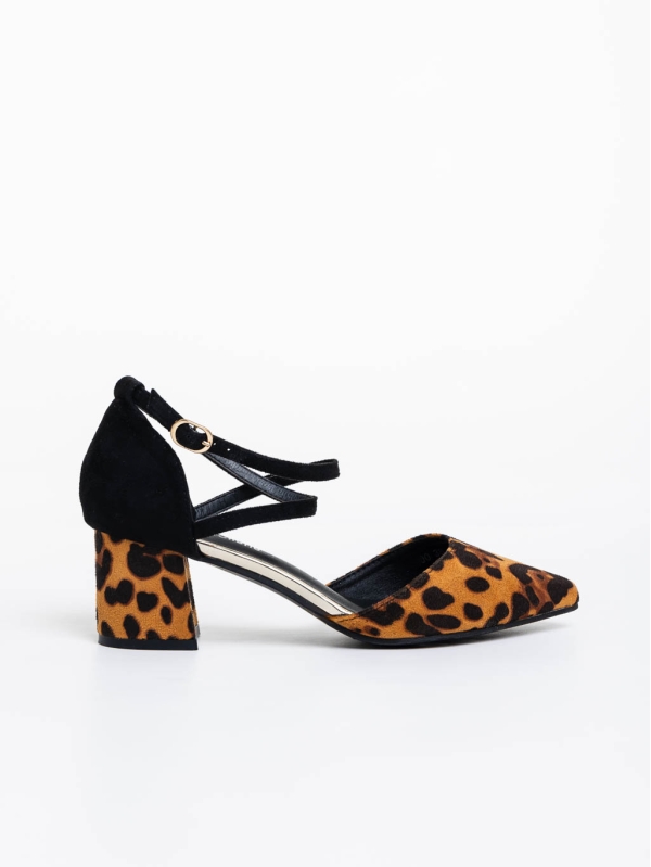 Pantofi dama leopard cu toc din material textil Sisley, 5 - Kalapod.net