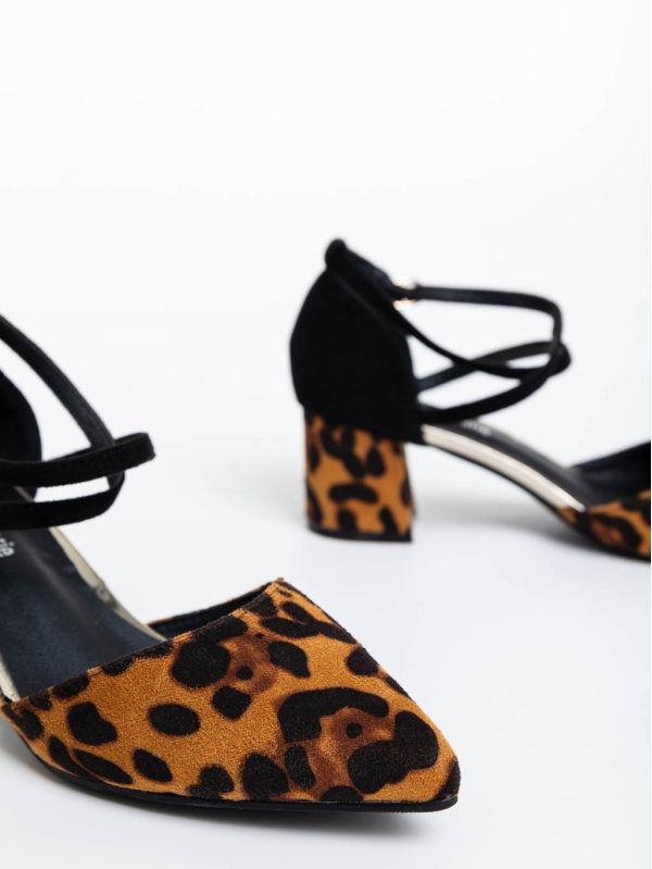 Pantofi dama leopard cu toc din material textil Sisley, 6 - Kalapod.net