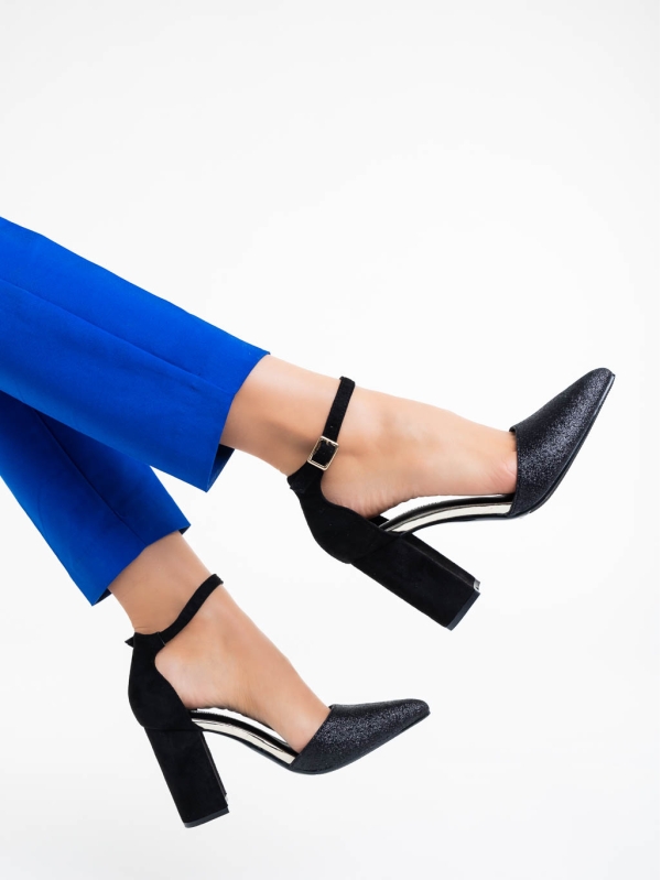 Pantofi dama negri cu toc din material textil Shaianne, 6 - Kalapod.net