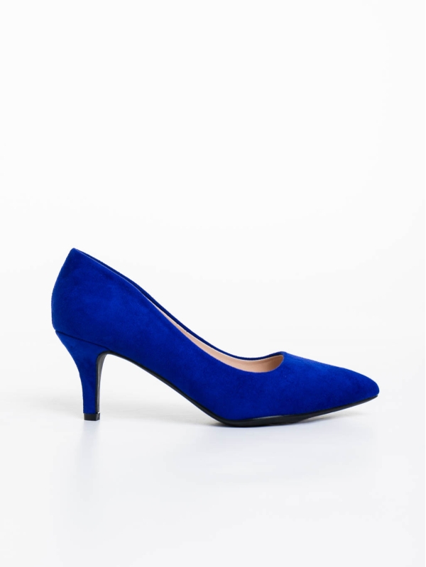Pantofi dama albastri cu toc din material textil Dayla, 5 - Kalapod.net