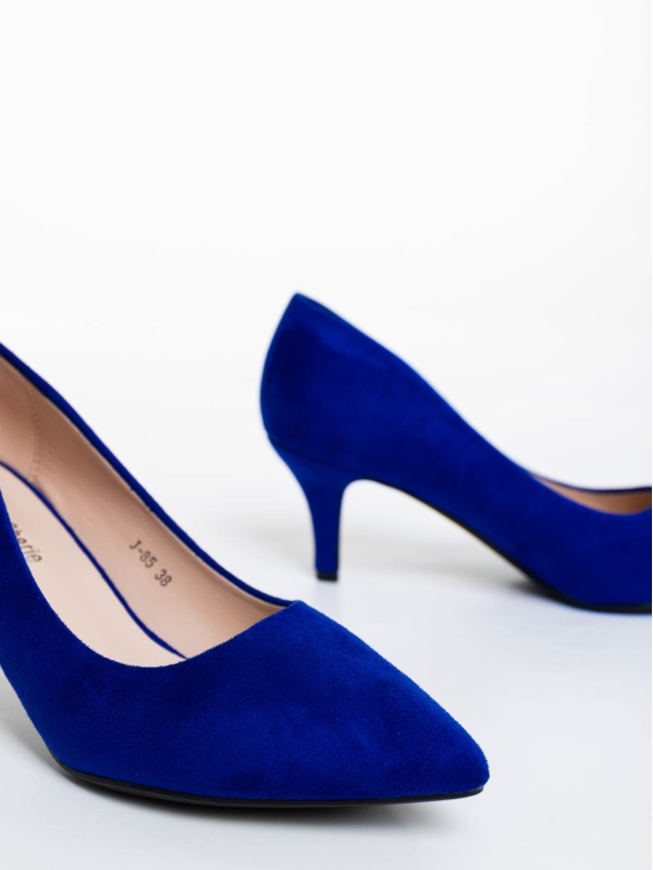 Pantofi dama albastri cu toc din material textil Dayla, 6 - Kalapod.net