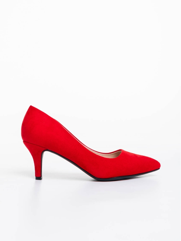 Pantofi dama rosii cu toc din material textil Dayla, 5 - Kalapod.net