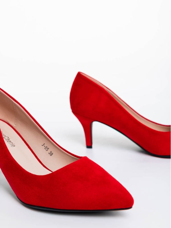 Pantofi dama rosii cu toc din material textil Dayla, 6 - Kalapod.net