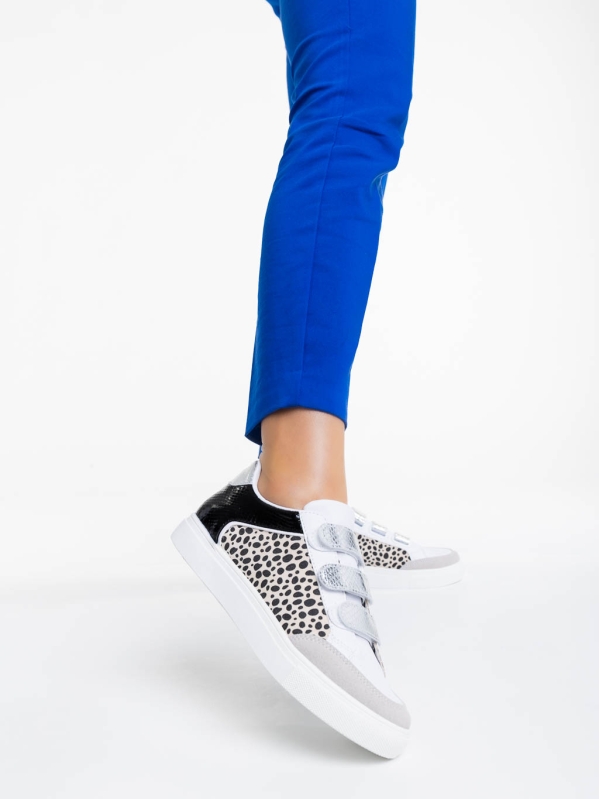 Pantofi sport dama albi cu leopard din piele ecologica Reiva, 3 - Kalapod.net