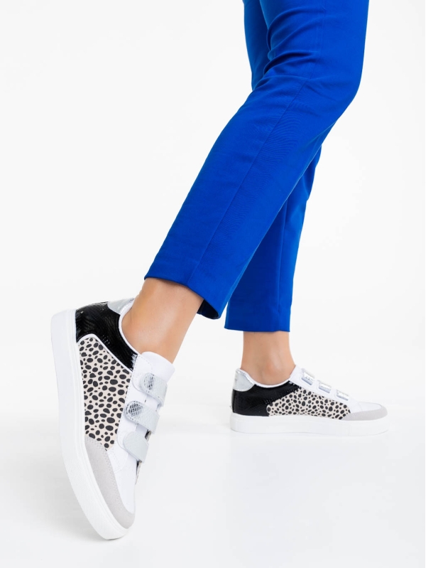 Pantofi sport dama albi cu leopard din piele ecologica Reiva, 4 - Kalapod.net