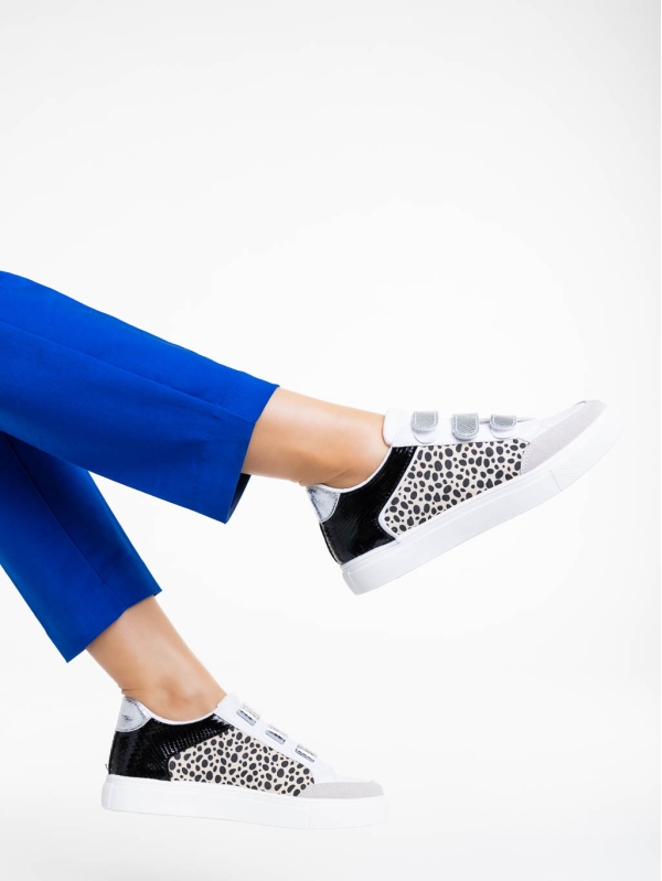 Pantofi sport dama albi cu leopard din piele ecologica Reiva, 5 - Kalapod.net