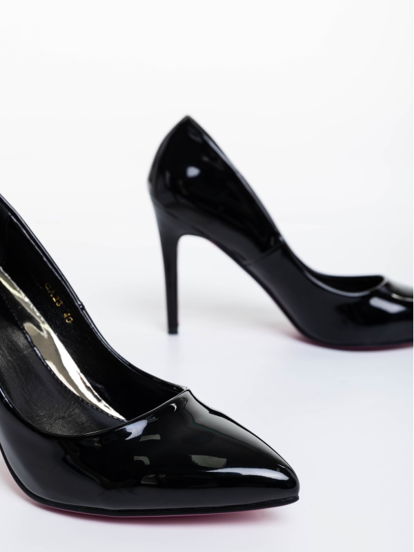 Pantofi dama negri cu toc din piele ecologica lacuita Sabiya, 6 - Kalapod.net