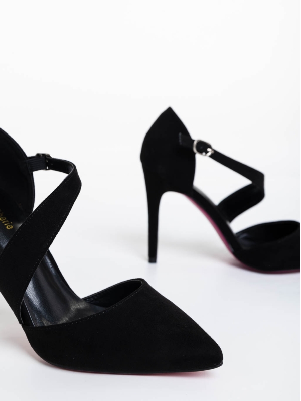 Pantofi dama negri cu toc din material textil Ozioma, 6 - Kalapod.net